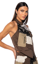 LANA PATCH WORK HALTER NECK TOP