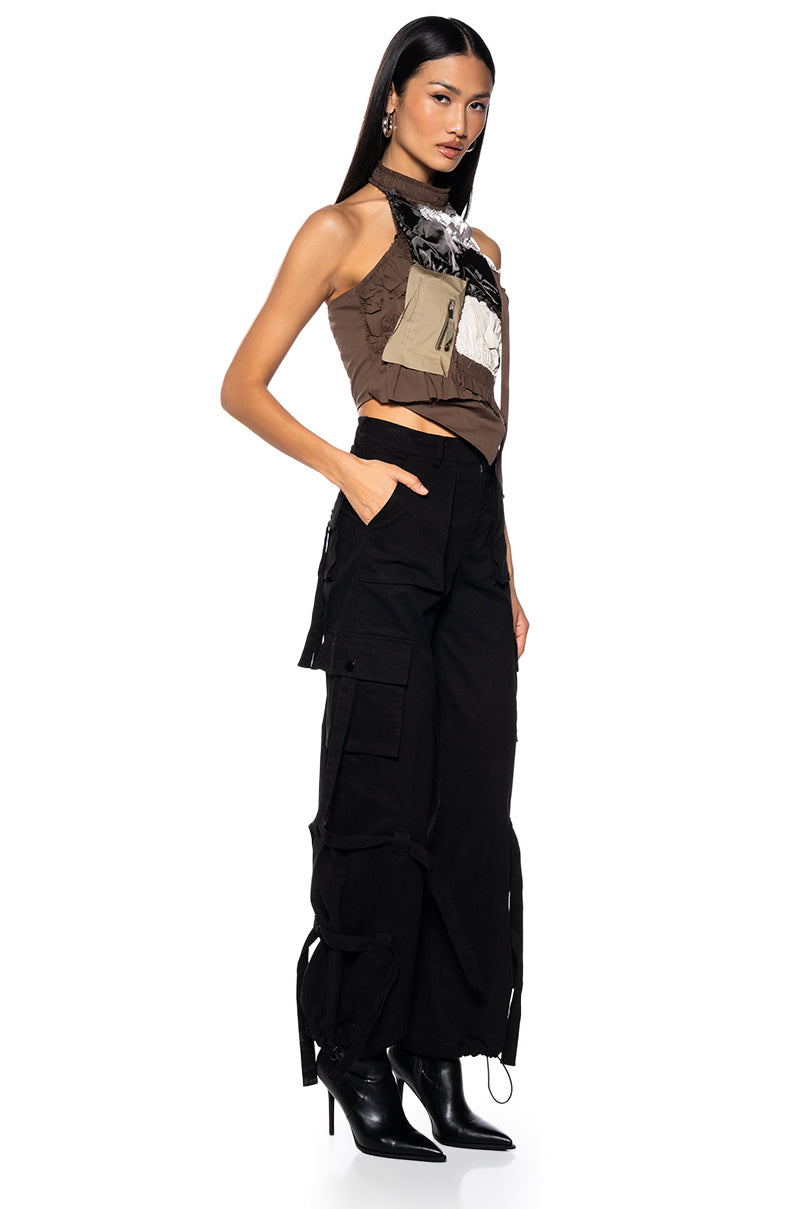 LANA PATCH WORK HALTER NECK TOP