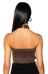 LANA PATCH WORK HALTER NECK TOP