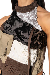 LANA PATCH WORK HALTER NECK TOP