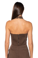 LANA PATCH WORK HALTER NECK TOP