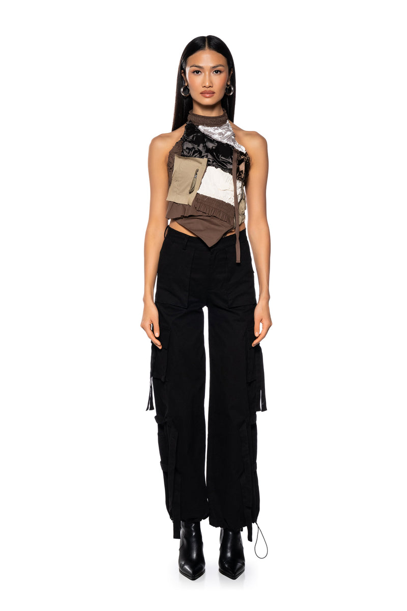 LANA PATCH WORK HALTER NECK TOP
