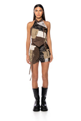 LANA PATCH WORK HALTER NECK TOP