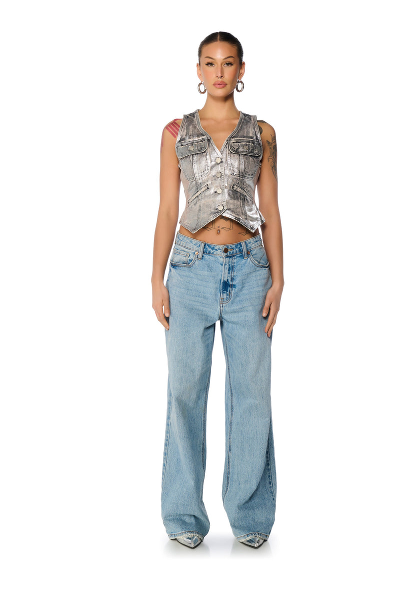 LANE COATED DENIM VEST TOP