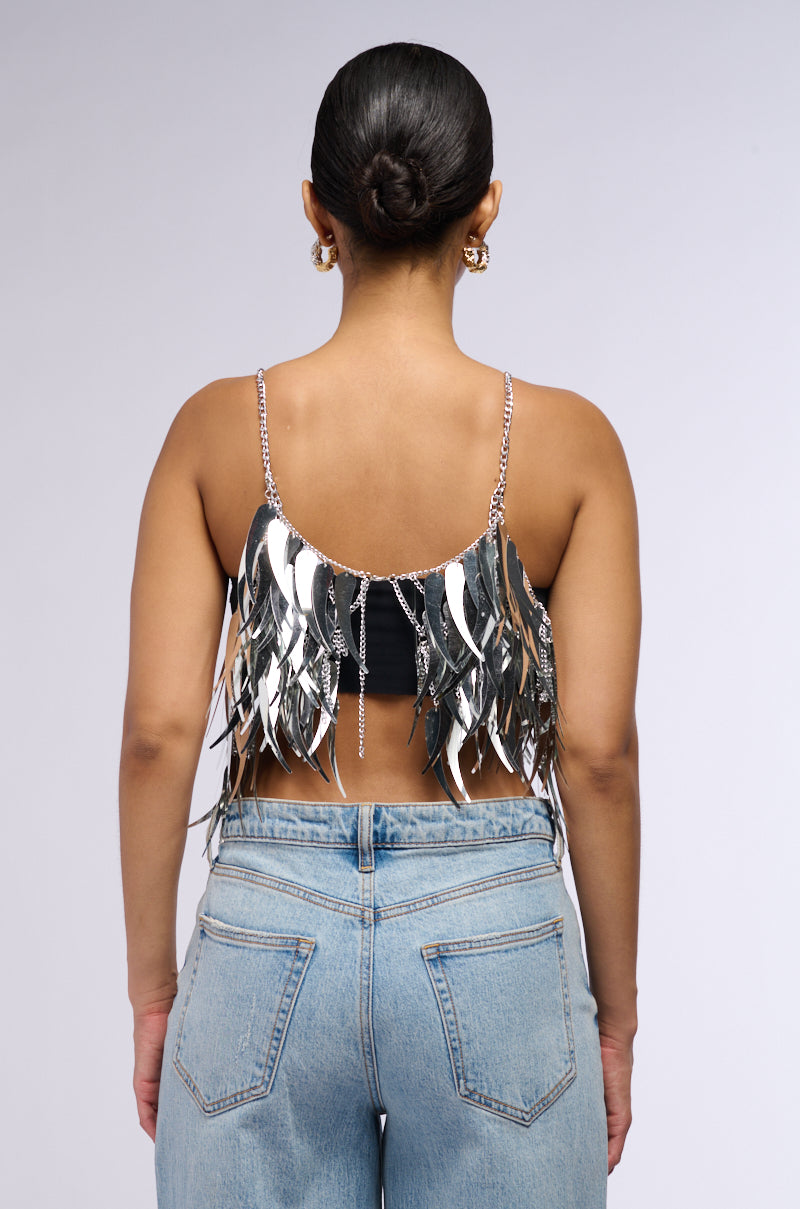 LATE AT NIGHT DANCING METALLIC BRALETTE