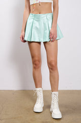 LATE NIGHT VIBE METALLIC FINISH MINI SKIRT