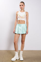 LATE NIGHT VIBE METALLIC FINISH MINI SKIRT