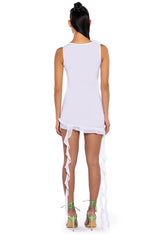 LAURA MESH FLOUNCED MINI DRESS