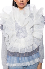 LAYERED TULLE FLOUNCE DETAIL SWEATSHIRT