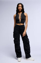 LAYNE LACE UP MINERAL WASH TANK