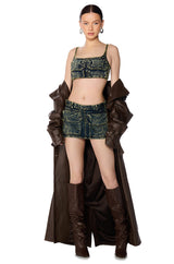 LAYNE MINERAL WASHED DENIM BRALETTE