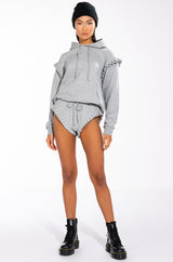 LAZY DAYZ RUFFLE DETAIL OVERSIZED HOODIE