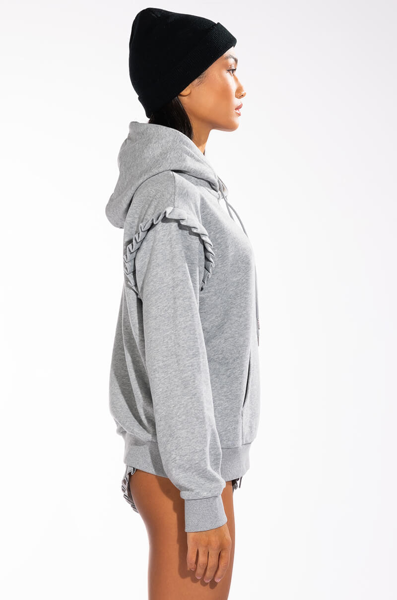 LAZY DAYZ RUFFLE DETAIL OVERSIZED HOODIE