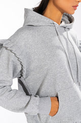 LAZY DAYZ RUFFLE DETAIL OVERSIZED HOODIE