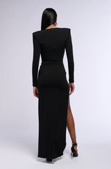 LEADER OF THE PACK LONG SLEEVE HIGH SLIT GOWN
