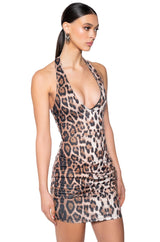 LEAH'S LEOPARD RHINESTONE MINI DRESS