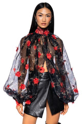 LENNON VOLUME SLEEVE FLORAL BLOUSE