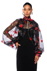 LENNON VOLUME SLEEVE FLORAL BLOUSE