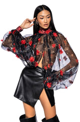 LENNON VOLUME SLEEVE FLORAL BLOUSE