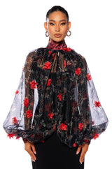LENNON VOLUME SLEEVE FLORAL BLOUSE