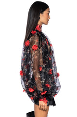 LENNON VOLUME SLEEVE FLORAL BLOUSE