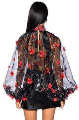 LENNON VOLUME SLEEVE FLORAL BLOUSE