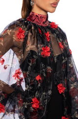 LENNON VOLUME SLEEVE FLORAL BLOUSE