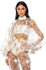LENNON VOLUME SLEEVE FLORAL BLOUSE