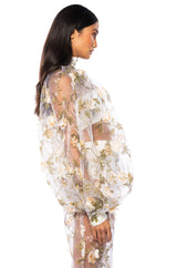 LENNON VOLUME SLEEVE FLORAL BLOUSE
