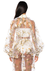 LENNON VOLUME SLEEVE FLORAL BLOUSE