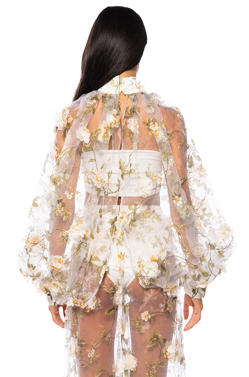 LENNON VOLUME SLEEVE FLORAL BLOUSE