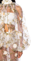 LENNON VOLUME SLEEVE FLORAL BLOUSE