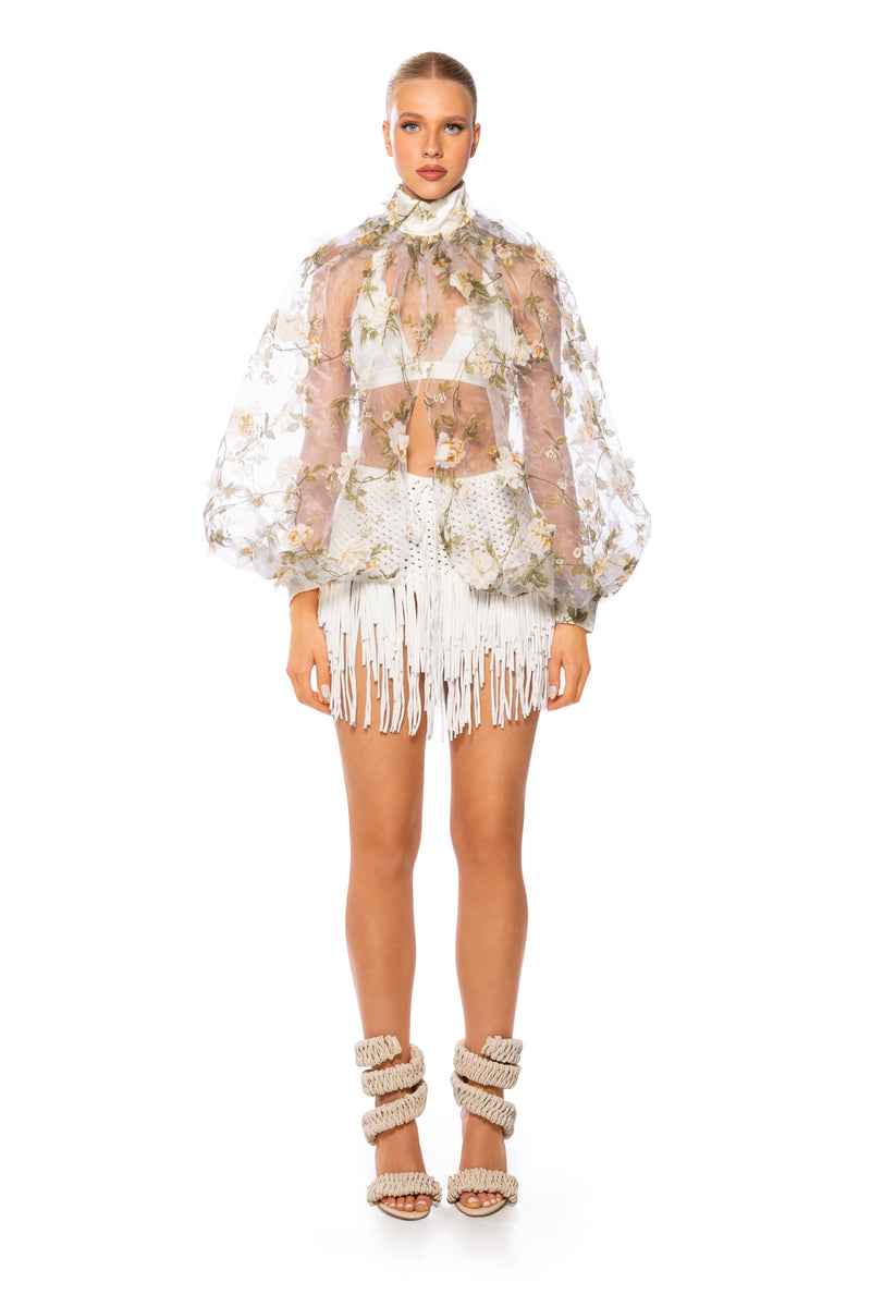 LENNON VOLUME SLEEVE FLORAL BLOUSE