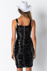 LEAVE IT AT THAT VINYL MIDI DRESS