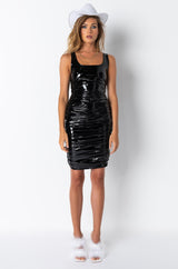 LEAVE IT AT THAT VINYL MIDI DRESS