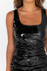 LEAVE IT AT THAT VINYL MIDI DRESS