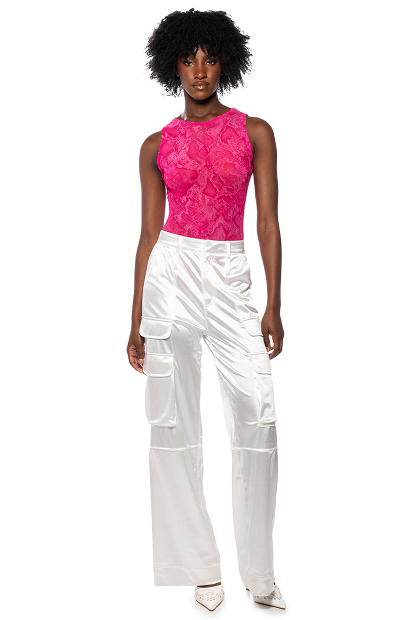 LENA SNAKE PRINT BODYSUIT IN PINK