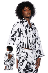 LENNON PRINTED PUFF SLEEVE BUTTON DOWN