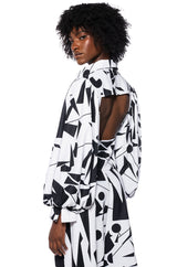 LENNON PRINTED PUFF SLEEVE BUTTON DOWN