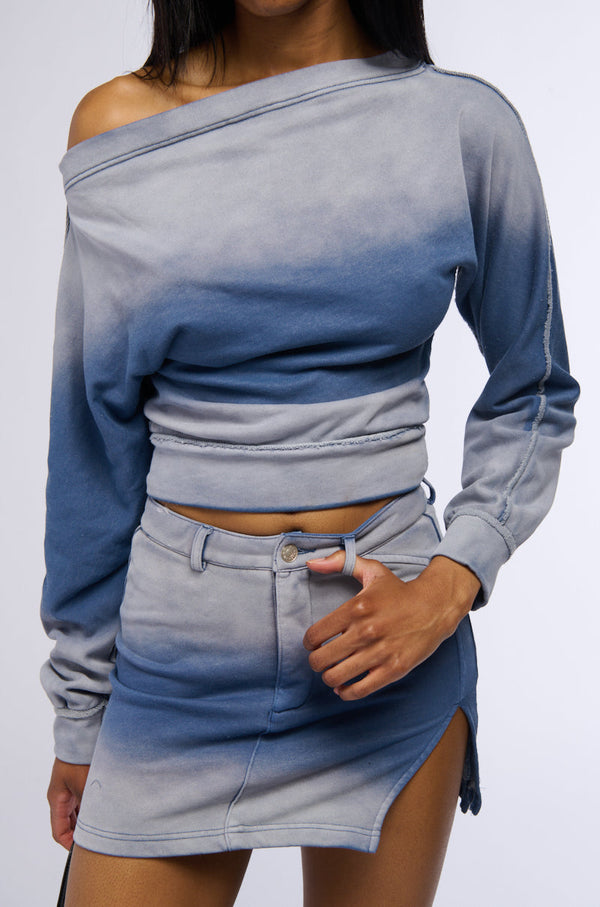 LEONA OMBRE OFF THE SHOULDER SWEATSHIRT