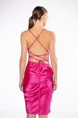 LET IT BE CINCHED CROSS BACK MIDI DRESS