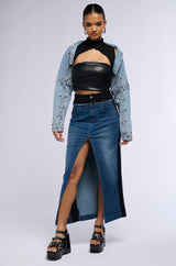 LET IT HAPPEN MAXI DENIM SKIRT
