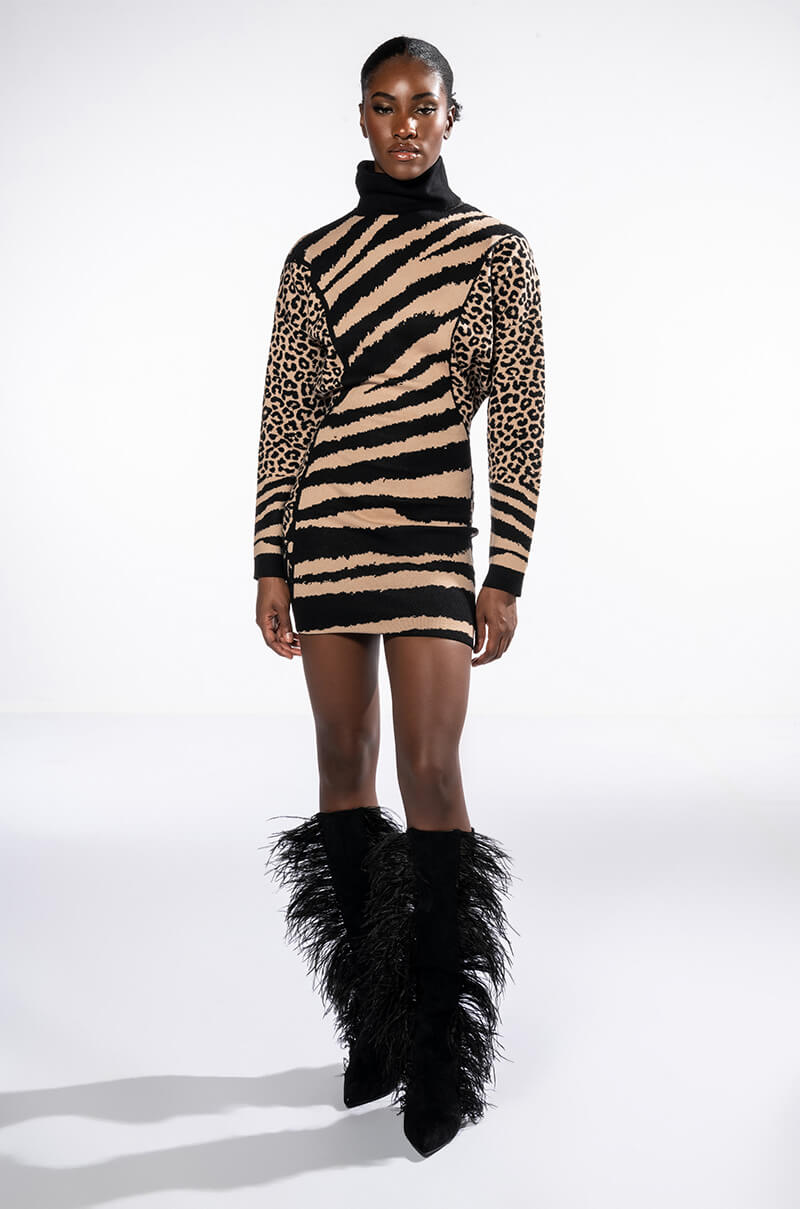 LET IT SIT SIS TURTLENECK MINI DRESS
