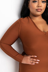 LET'S GET AWAY LONG SLEEVE BANDAGE MINI DRESS