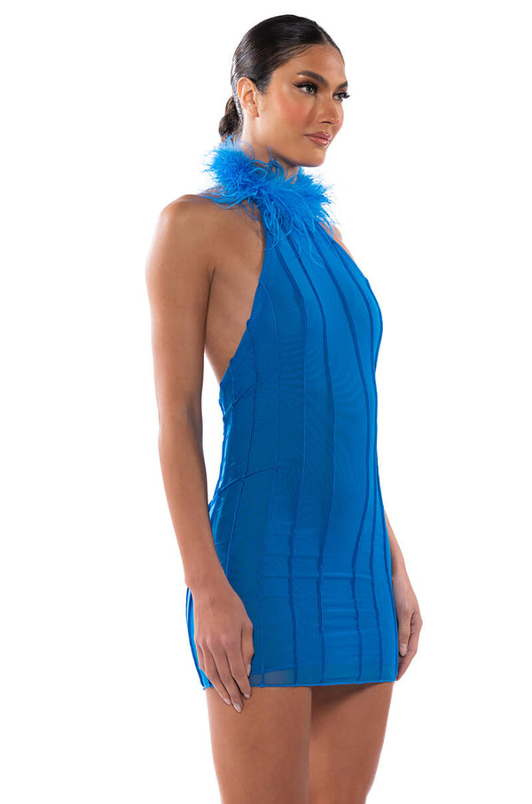 LIFE OF THE PARTY FEATHER MINI DRESS