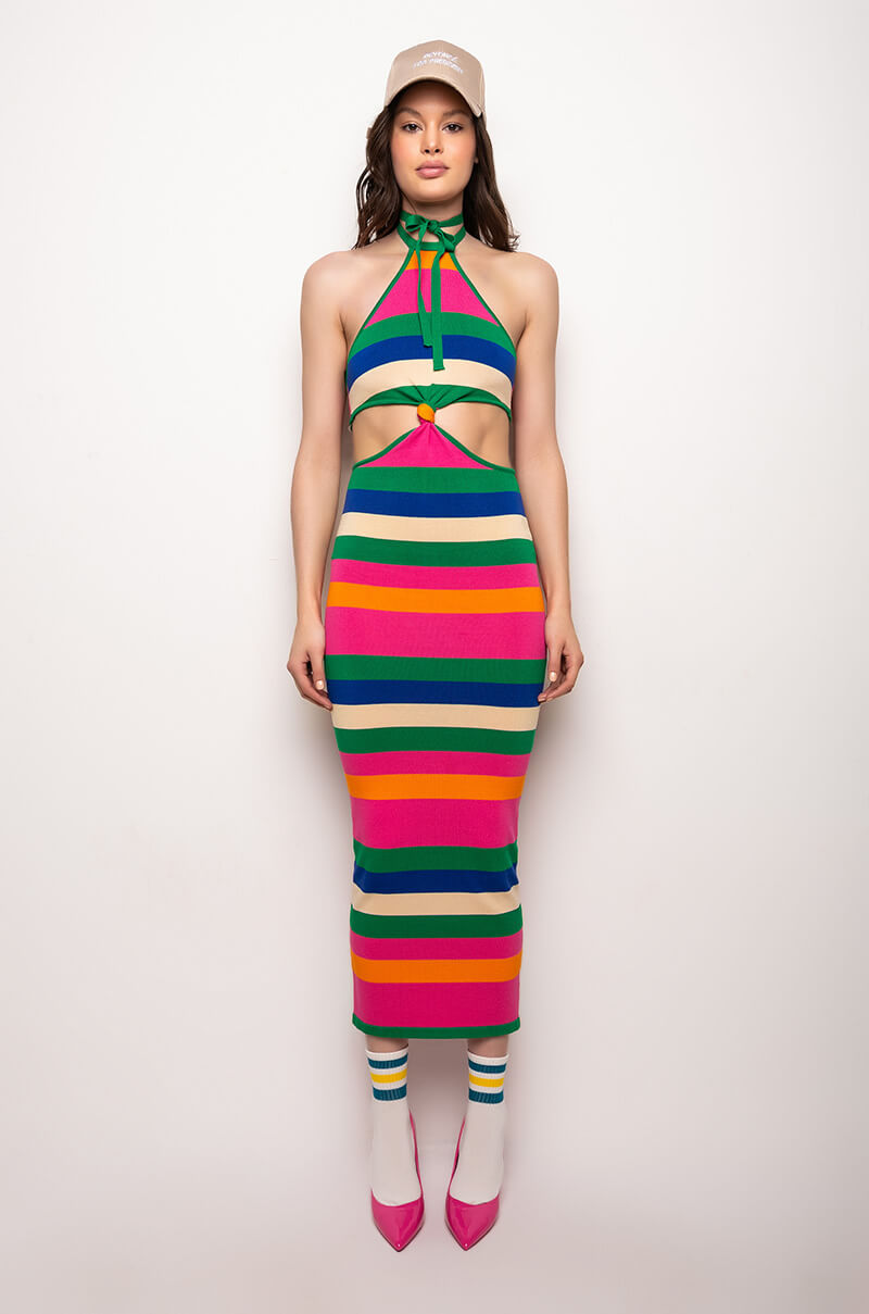 LIFESAVER STRIPE SWEATER DRESS