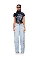 LIFT OFF TEXTURED CAP SLEEVE TSHIRT
