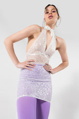 LIKE A DISCO BALL SEQUIN SHEER MINI DRESS