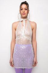 LIKE A DISCO BALL SEQUIN SHEER MINI DRESS