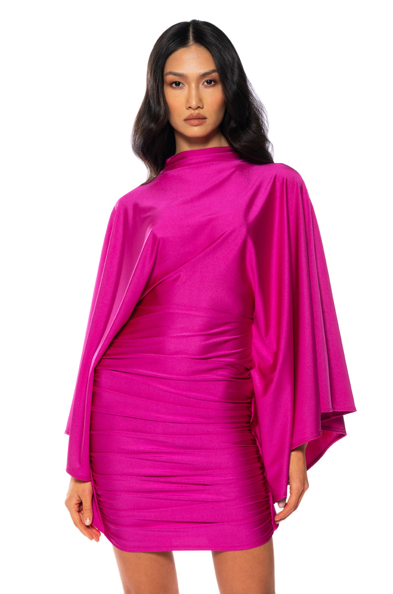 LIKE A STATUE BUTTERFLY SLEEVE MINI DRESS
